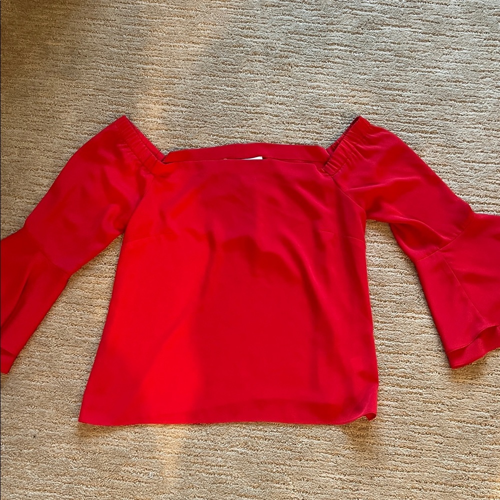 Amanda Uprichard Vibrant Red Off-Shoulder Blouse